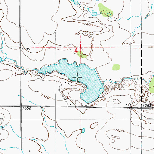 Topographic Map of Rainy Mountain Creek Site 38 Reservoir, OK