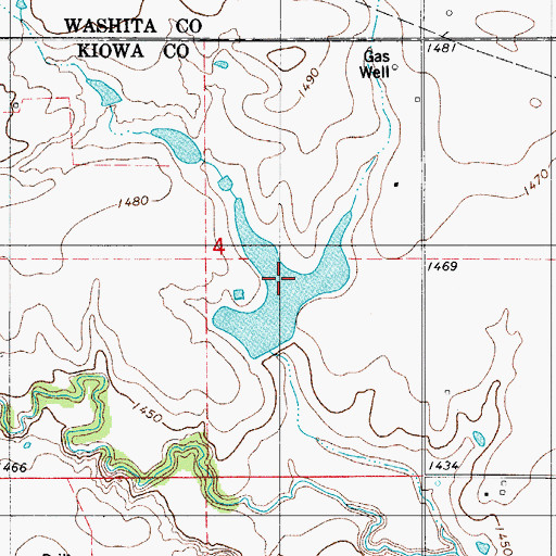 Topographic Map of Rainy Mountain Creek Site 33 Dam, OK