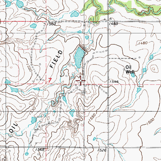 Topographic Map of Rainy Mountain Creek Site 30 Reservoir, OK