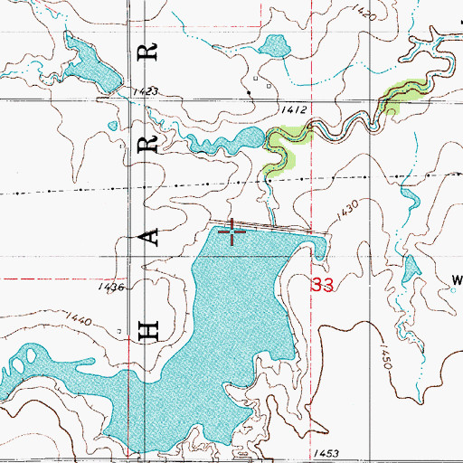 Topographic Map of Rainy Mountain Creek Site 29a Dam, OK