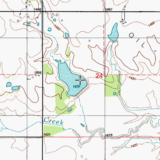 Topographic Map of Rainy Mountain Creek Site 25 Dam, OK