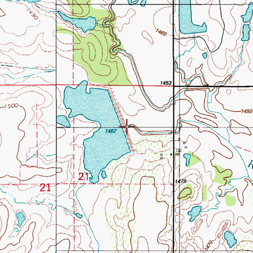 Topographic Map of Rainy Mountain Creek Site 22 Dam, OK