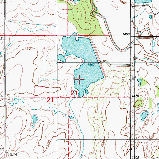 Topographic Map of Rainy Mountain Creek Site 22 Reservoir, OK