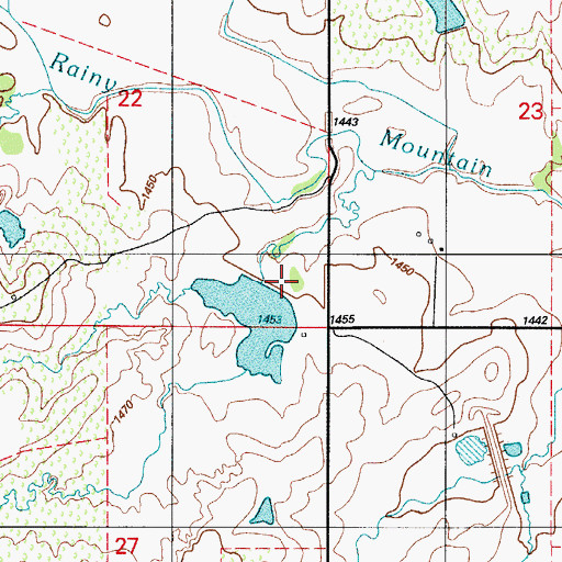 Topographic Map of Rainy Mountain Creek Site 21 Dam, OK