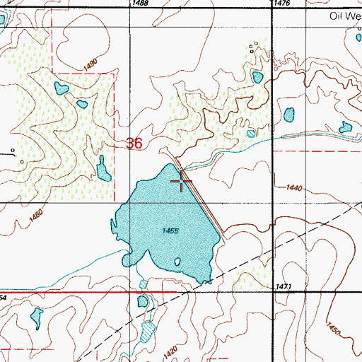 Topographic Map of Rainy Mountain Creek Site 19 Dam, OK