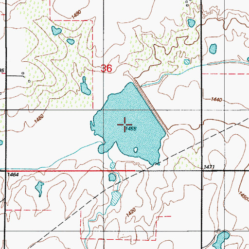 Topographic Map of Rainy Mountain Creek Site 19 Reservoir, OK