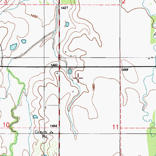 Topographic Map of Rainy Mountain Creek Site 13 Dam, OK