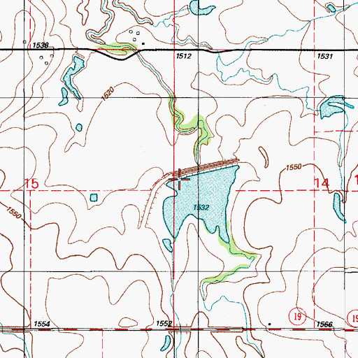 Topographic Map of Rainy Mountain Creek Site 9 Dam, OK
