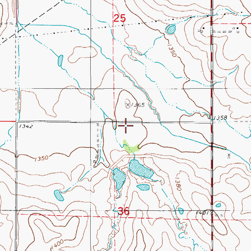Topographic Map of Rainy Mountain Creek Site 2 Reservoir, OK