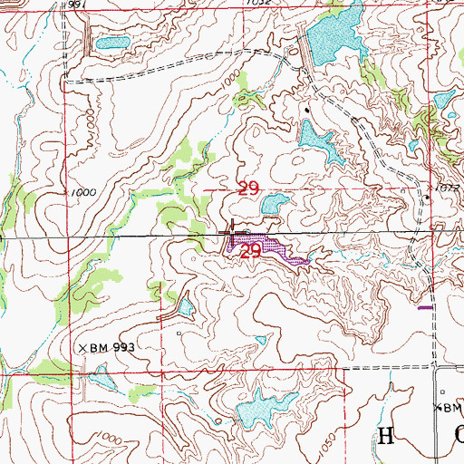 Topographic Map of Owl Creek Site 14 Dam, OK