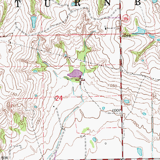 Topographic Map of Bear Hybarger Site 7 Reservoir, OK