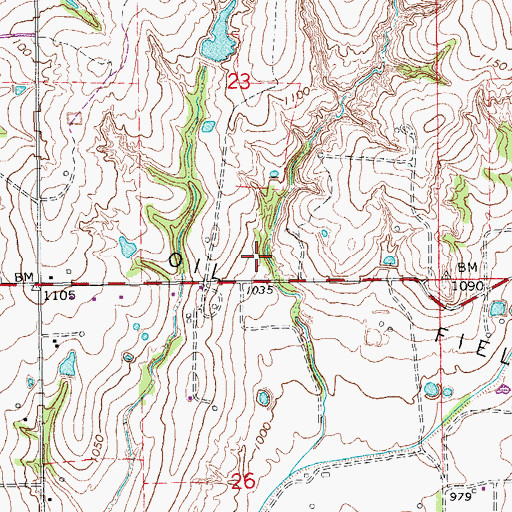Topographic Map of Bear Hybarger Site 6 Reservoir, OK