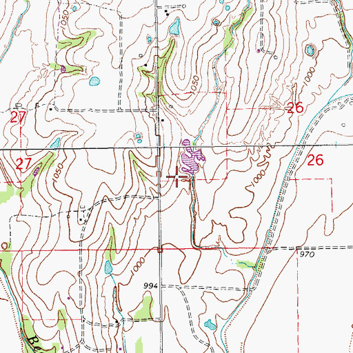 Topographic Map of Bear Hybarger Site 5 Reservoir, OK