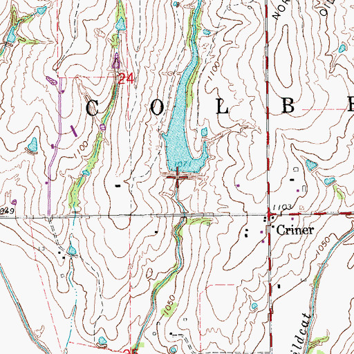 Topographic Map of Criner Creek Site 4 Reservoir, OK