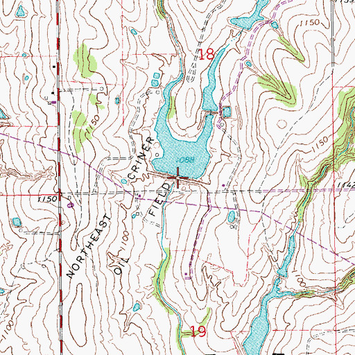 Topographic Map of Criner Creek Site 5 Reservoir, OK