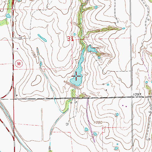 Topographic Map of Criner Creek Site 9 Reservoir, OK
