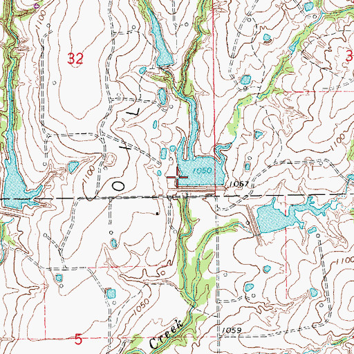 Topographic Map of Criner Creek Site 11 Dam, OK