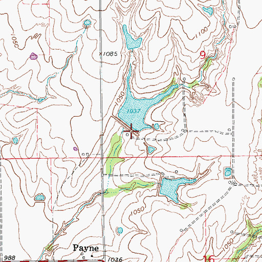 Topographic Map of Criner Creek Site 16 Reservoir, OK