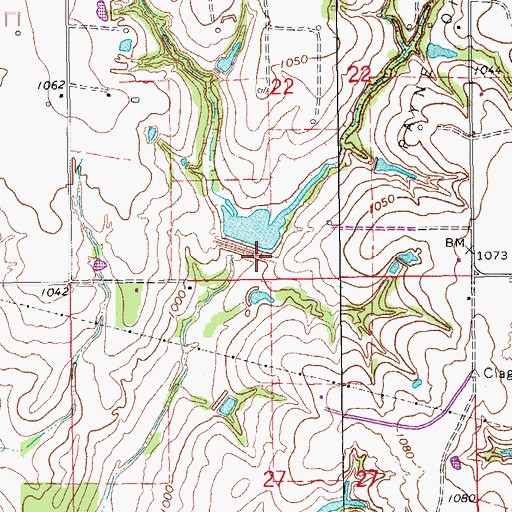 Topographic Map of Criner Creek Site 19 Reservoir, OK