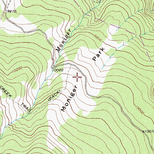 Topographic Map of Moniger Park, CO