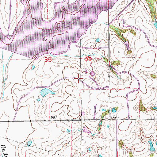 Topographic Map of Wiley Post Memorial Lake Dam, OK
