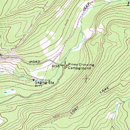 Topographic Map of Piney Crossing Campground, CO