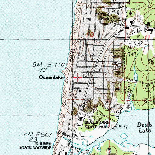Topographic Map of Oceanlake, OR
