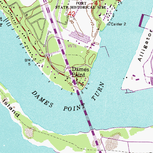 Topographic Map of Dames Point, FL