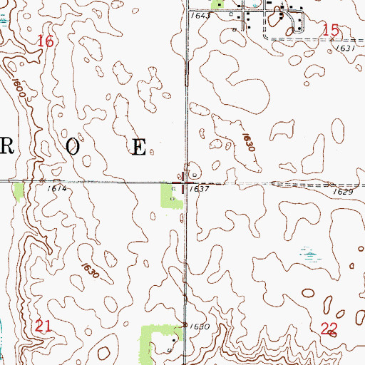 Topographic Map of Township of Broe, ND