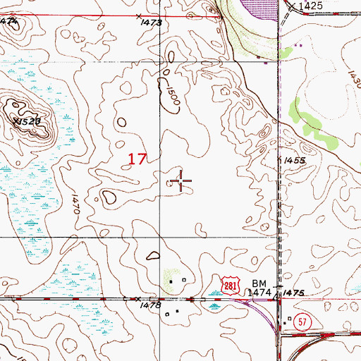 Topographic Map of Township of Lallie, ND
