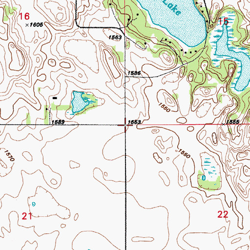 Topographic Map of Township of Wood Lake, ND