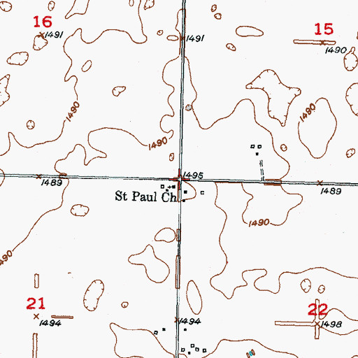 Topographic Map of Township of Brander, ND
