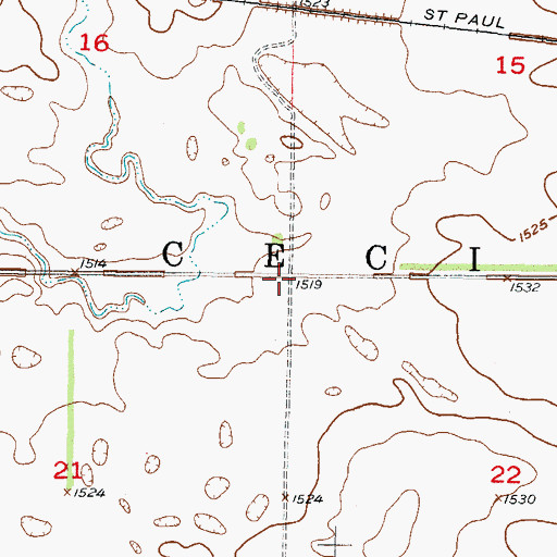 Topographic Map of Township of Cecil, ND