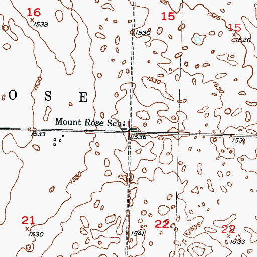 Topographic Map of Township of Mount Rose, ND