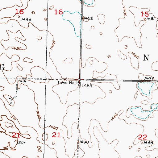 Topographic Map of Township of Newborg, ND
