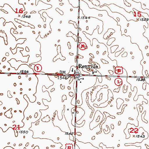 Topographic Map of Township of Renville, ND