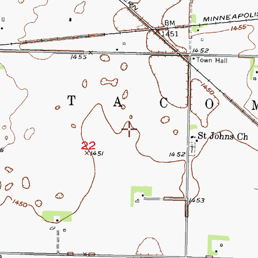 Topographic Map of Township of Tacoma, ND