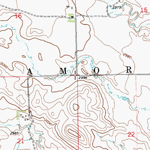 Topographic Map of Township of Amor, ND