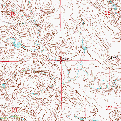 Topographic Map of Township of Langberg, ND