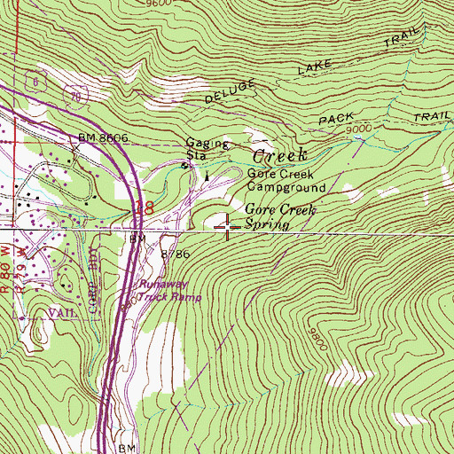 Topographic Map of Gore Creek Spring, CO