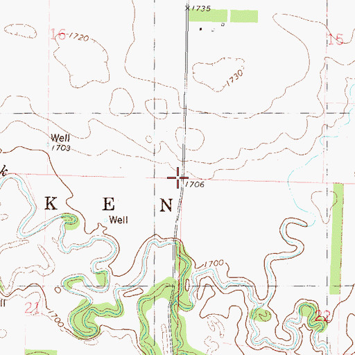 Topographic Map of Township of Menoken, ND