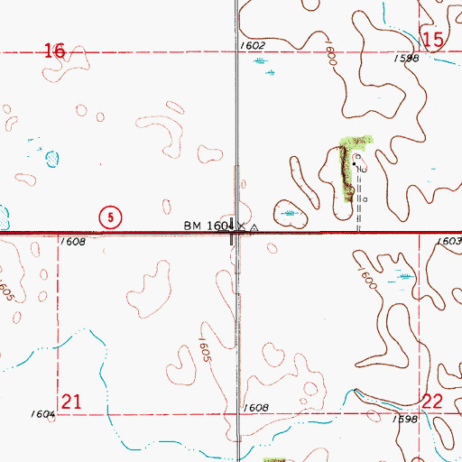 Topographic Map of Township of Huron, ND