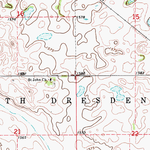 Topographic Map of Township of South Dresden, ND
