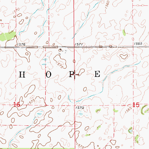 Topographic Map of Township of West Hope, ND