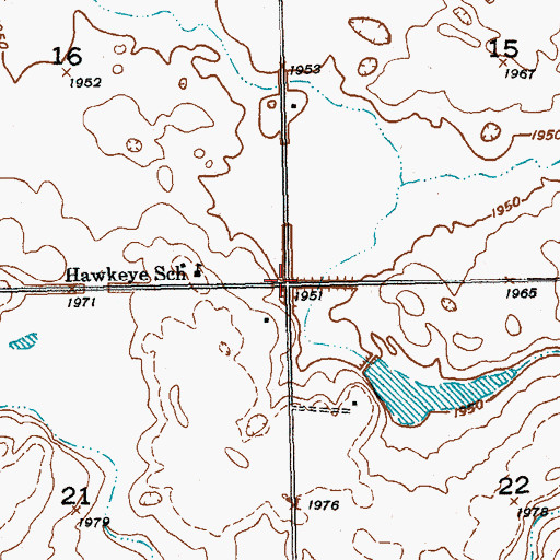 Topographic Map of Township of Hawkeye, ND