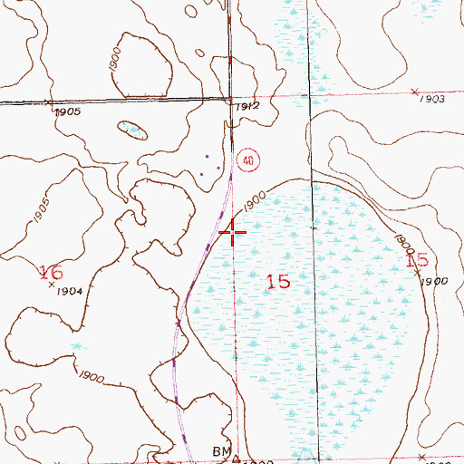 Topographic Map of Township of Mentor, ND
