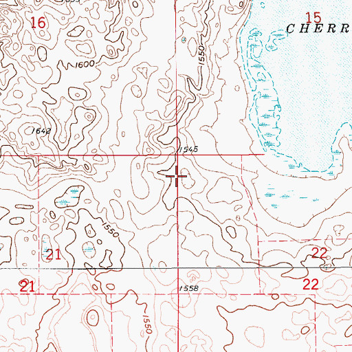 Topographic Map of Township of Cherry Lake, ND