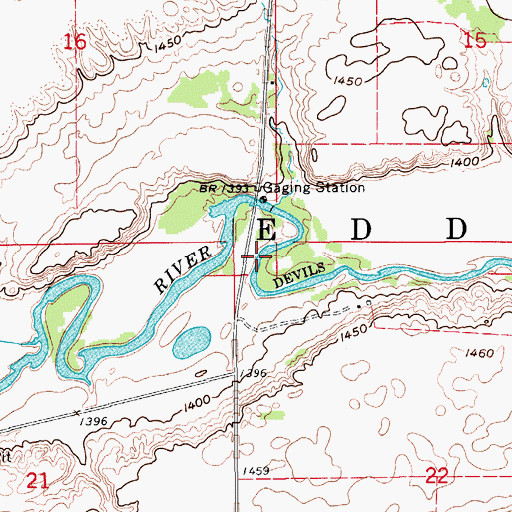 Topographic Map of Township of Eddy, ND