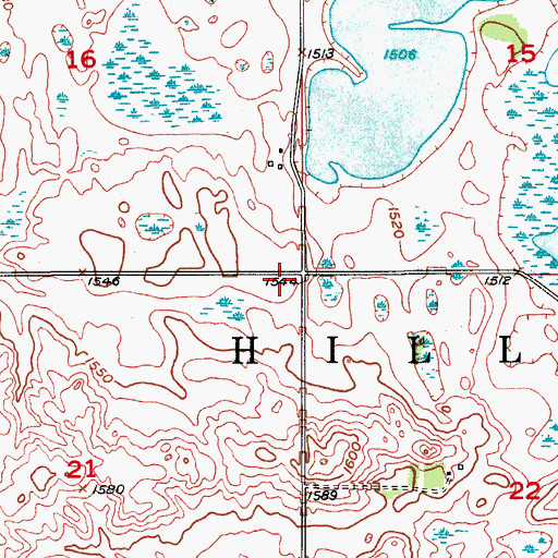 Topographic Map of Township of Hillsdale, ND