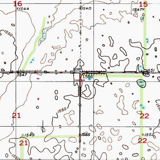 Topographic Map of Township of Rosefield, ND